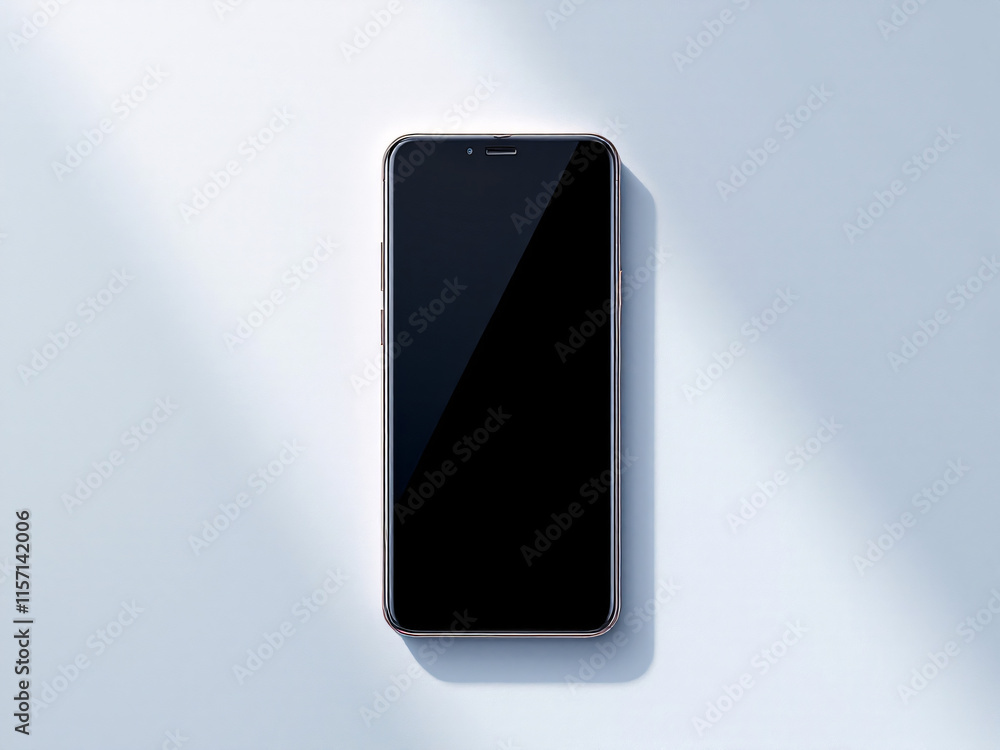 Sleek smartphone with vibrant screen on reflective surface. Sleek smartphone with vibrant screen on reflective surface.
