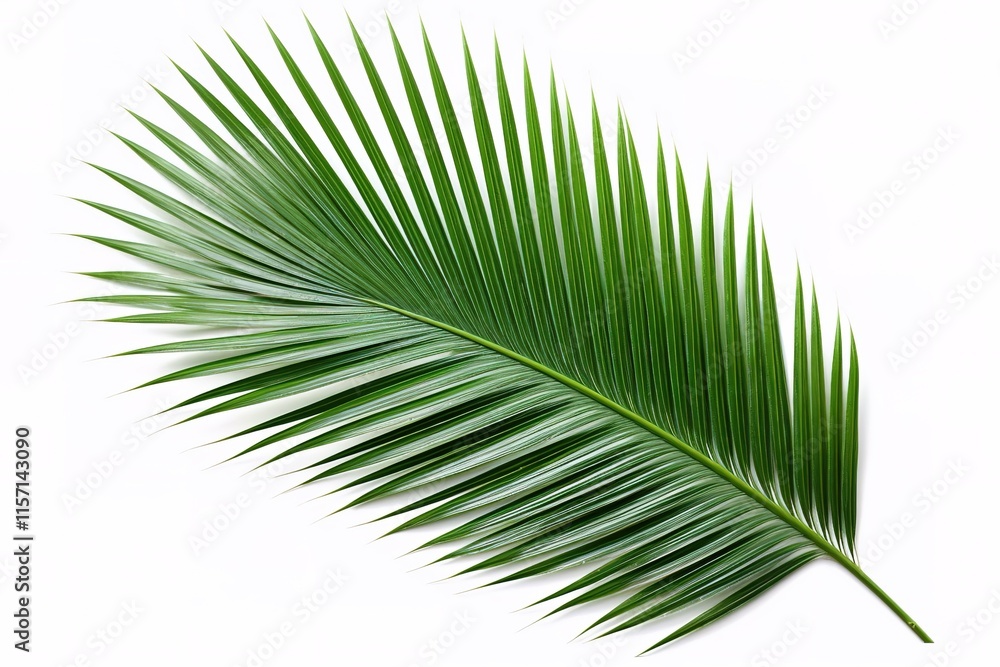 Obraz premium Single Palm Leaf on White Background