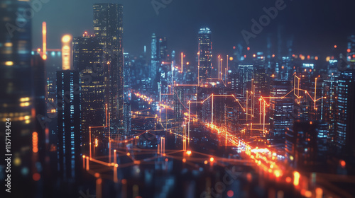 Wallpaper Mural Smart digital Innovation city with connection network reciprocity over the cityscape. of future smart wireless digital city and social media networking systems that connects people with in city Torontodigital.ca