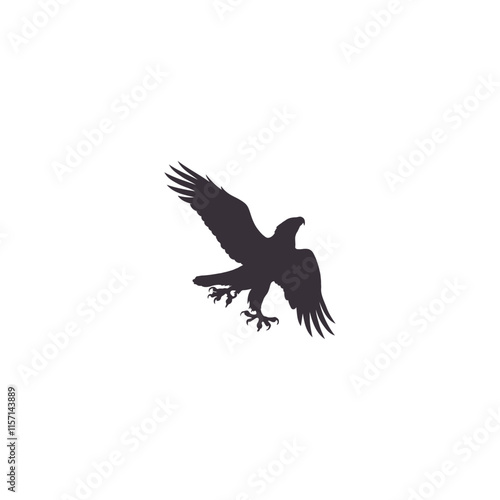 Eagle, hawk, falcon emblem with spread wings, heraldic symbol, bird, predator, wild animal, design