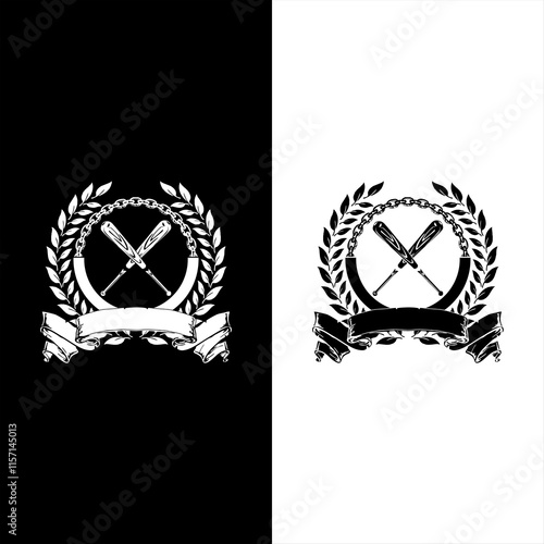anarchy logo illustration with a baseball bat and chain