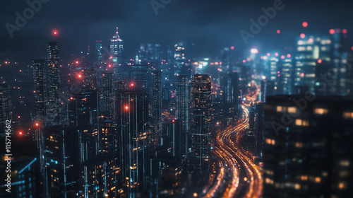 Wallpaper Mural Smart digital Innovation city with connection network reciprocity over the cityscape. of future smart wireless digital city and social media networking systems that connects people with in city Torontodigital.ca