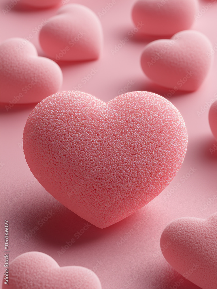 Obraz premium pink heart on pink background close-up