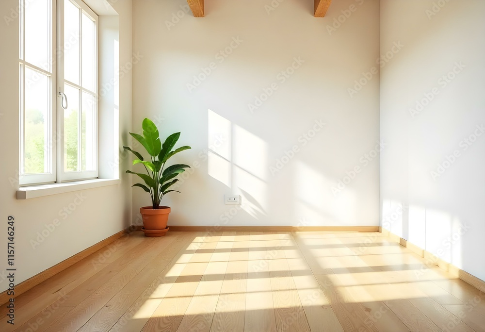 empty room with window and green plant empty room with window and green plant