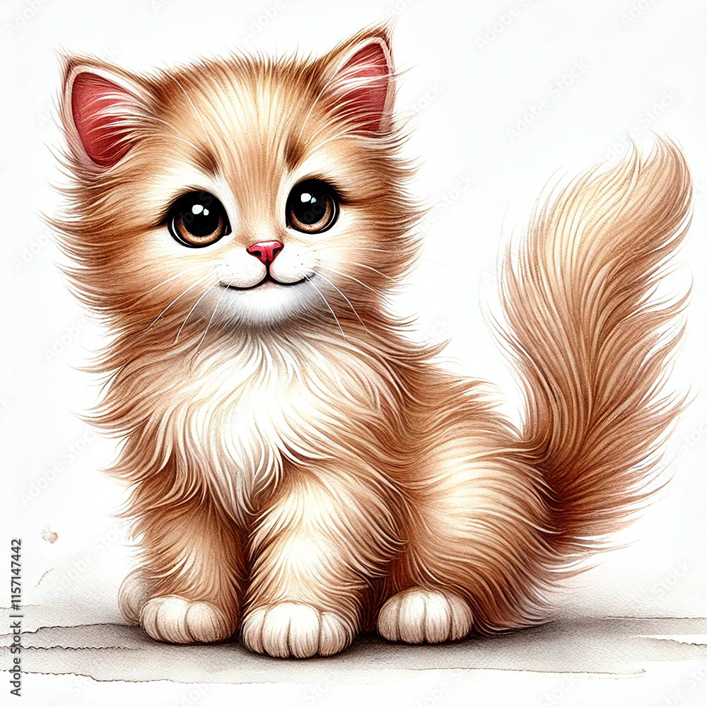 cute cat/kitten in watercolor style cute cat/kitten in watercolor style