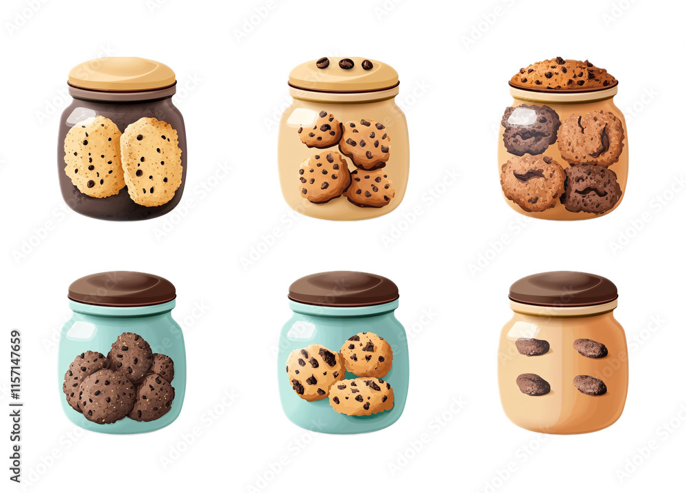 Cookie Jar Set for Fresh Cookies - Isolated on White Background Cookie Jar Set for Fresh Cookies - Isolated on White Background