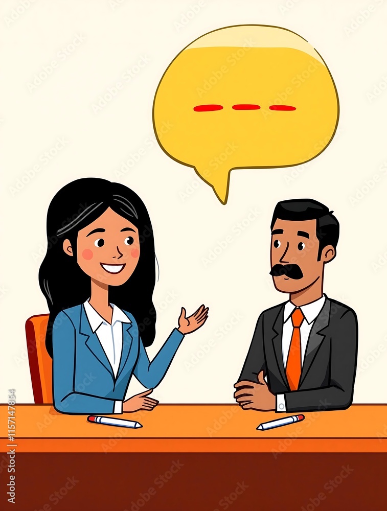 Illustration of Conflict Mediation with a Professional Facilitator Guiding a Peaceful Resolution Between Opposing Parties Illustration of Conflict Mediation with a Professional Facilitator Guiding a Peaceful Resolution Between Opposing Parties