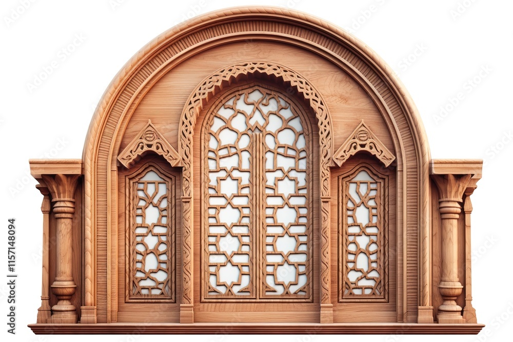Ornate Wooden Arch with Intricate Geometric Pattern Ornate Wooden Arch with Intricate Geometric Pattern