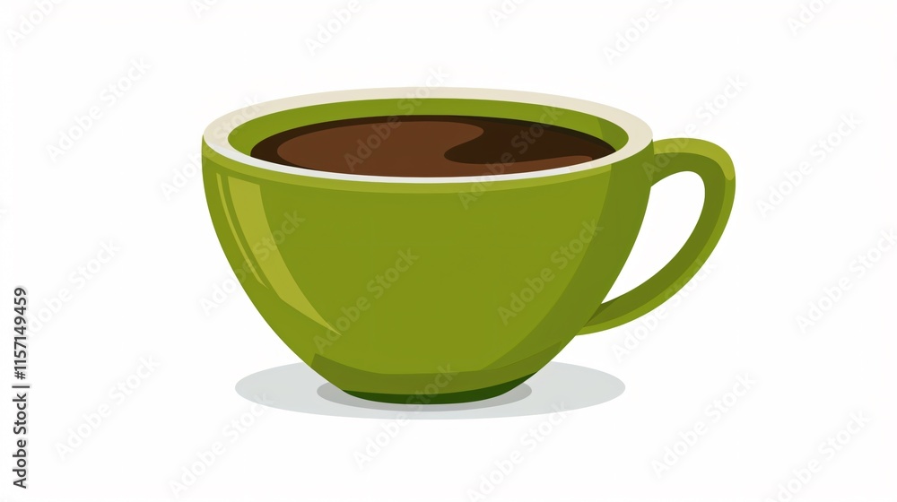 Obraz premium Green Coffee Cup Flat Vector Illustration for Graphic Design Projects