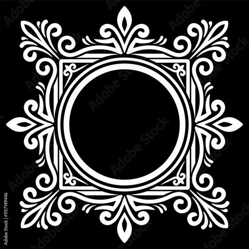 A vintage frame illustration element. Floral symmetry border. Fit for banner, background, merchandise. Vector Eps 10.