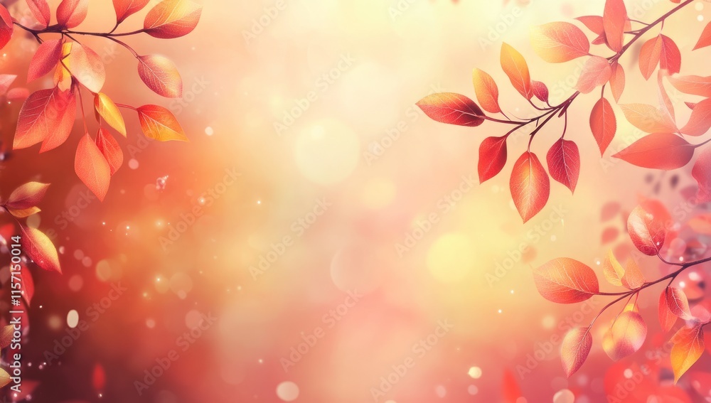 Autumn Red Leaves Branch Soft Bokeh Background Warm Colors Nature Autumn Red Leaves Branch Soft Bokeh Background Warm Colors Nature