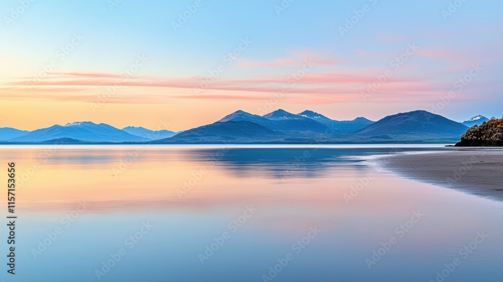 Breathtaking Sunset Reflection on Tranquil Mountain Lake Landscape Breathtaking Sunset Reflection on Tranquil Mountain Lake Landscape