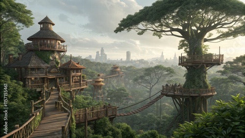 Wallpaper Mural House on a big tree village Torontodigital.ca