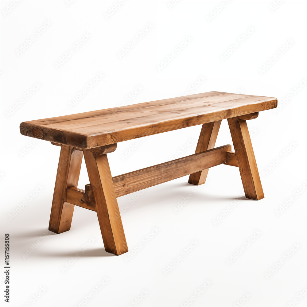 Rustic Wooden Bench Simple Design AFrame Legs Pine Wood Rustic Wooden Bench Simple Design AFrame Legs Pine Wood