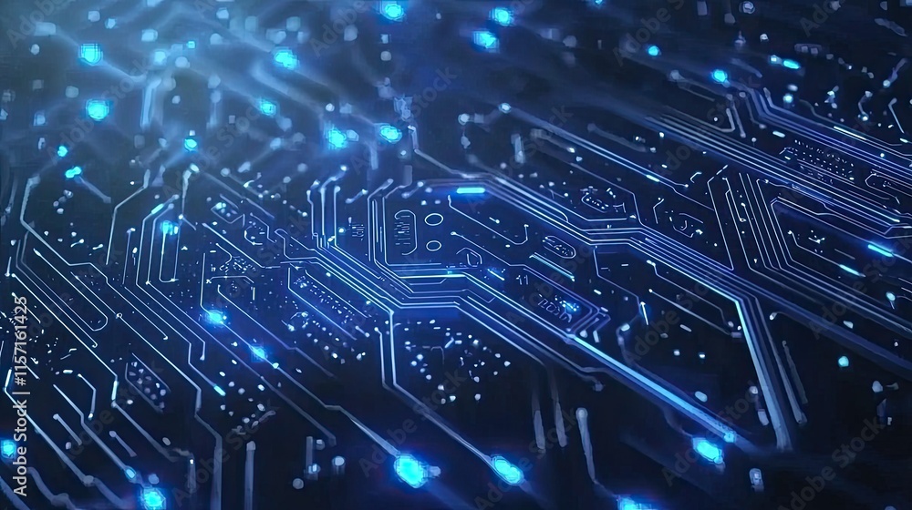 Abstract glowing blue circuit board texture. Abstract glowing blue circuit board texture.