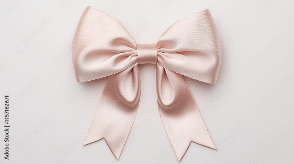 Elegant pink satin bow on white background creating a delicate and minimalist aesthetic Elegant pink satin bow on white background creating a delicate and minimalist aesthetic