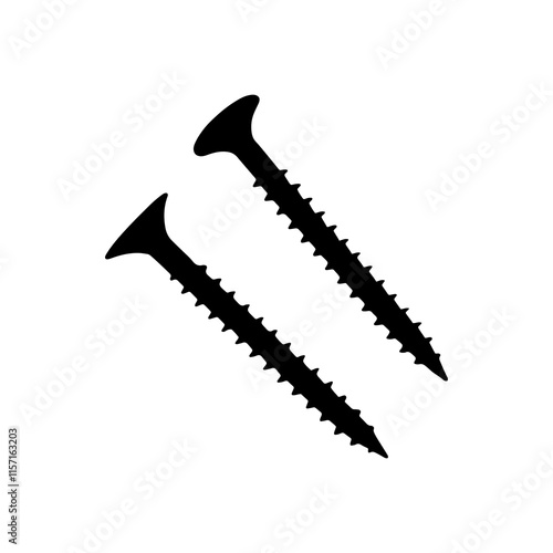 Black long screw silhouette vector illustration design on white background.