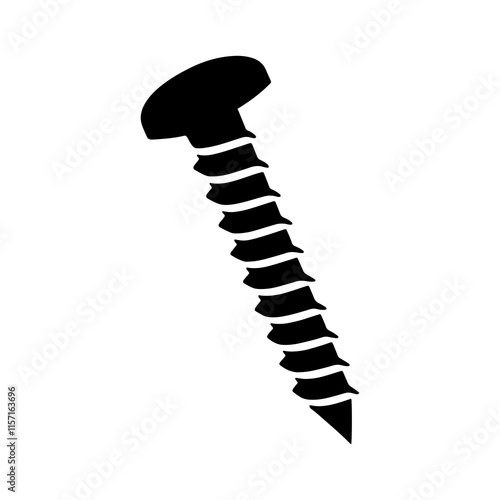 Black metal screw silhouette icon vector illustration design on white background.