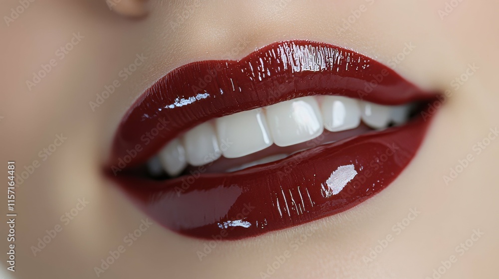 Obraz premium Stunning Red Glossy Lips Closeup