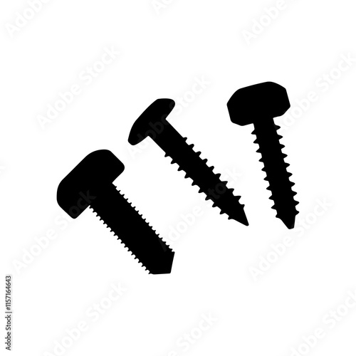 Bolts and screws silhouette icon vector illustration design on white background.