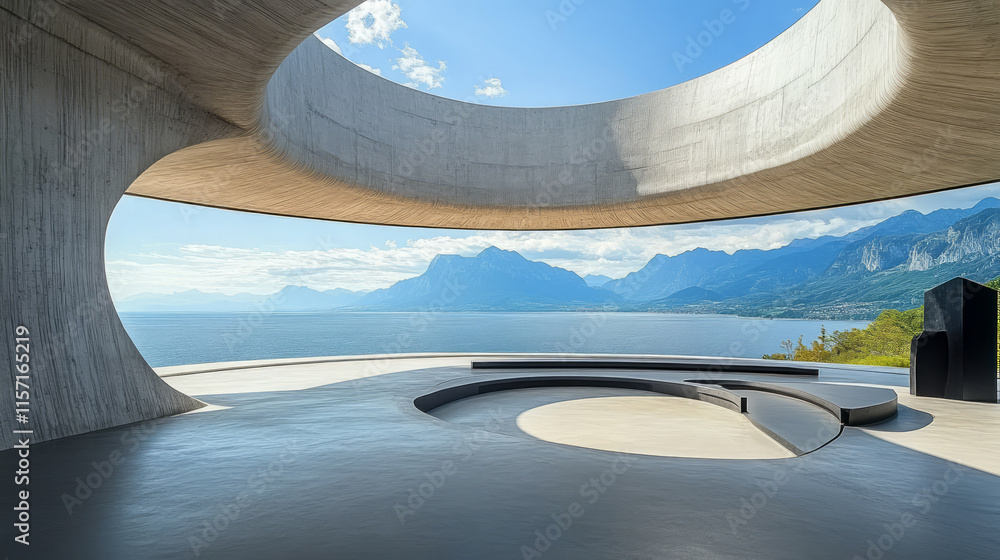 Fototapeta premium Modern abstract villa by the sea