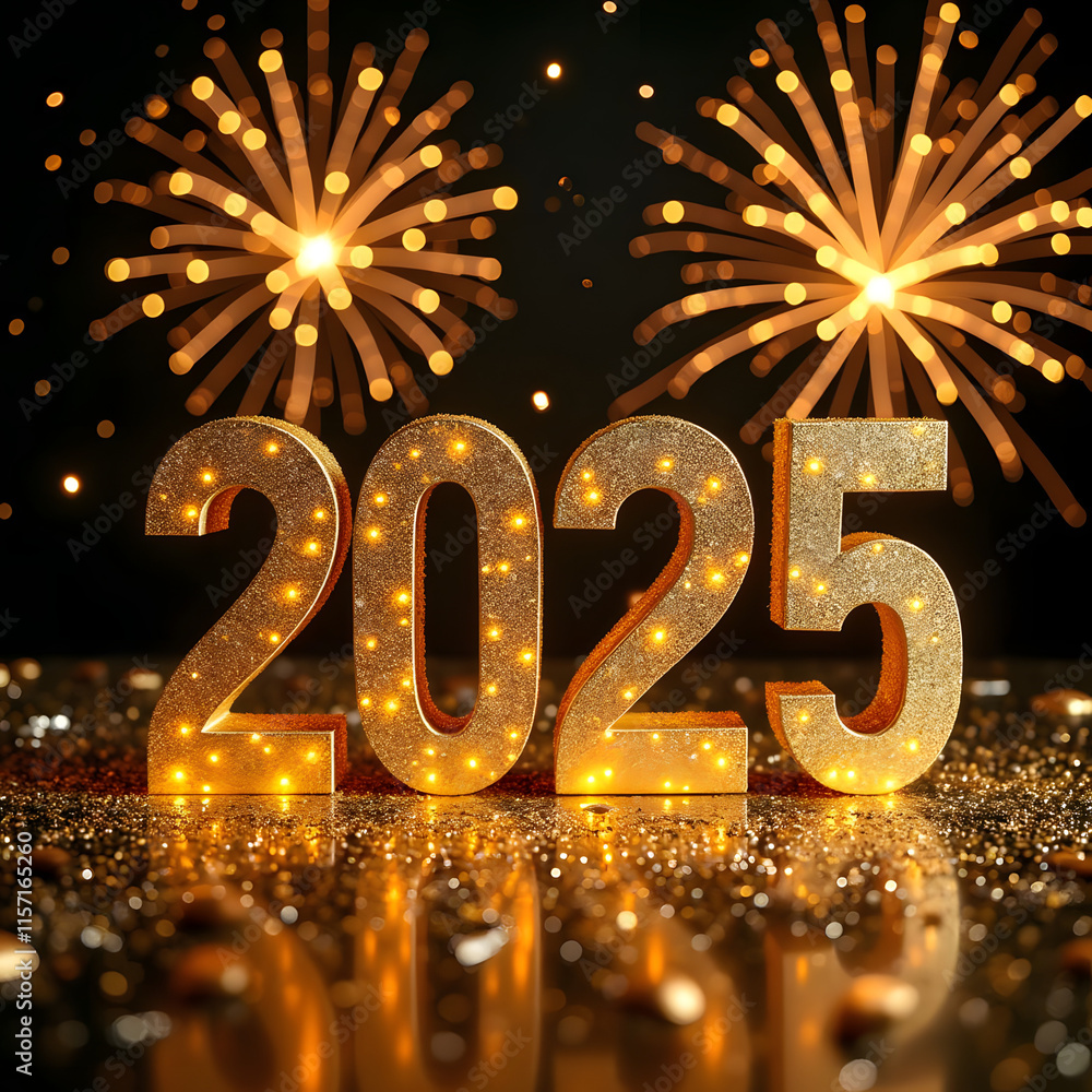 Happy new year background, Gold Happy New Year, symbolizes the start of the new year, 2025 message balloons on a black background with decoration party. Happy new year background, Gold Happy New Year, symbolizes the start of the new year, 2025 message balloons on a black background with decoration party.