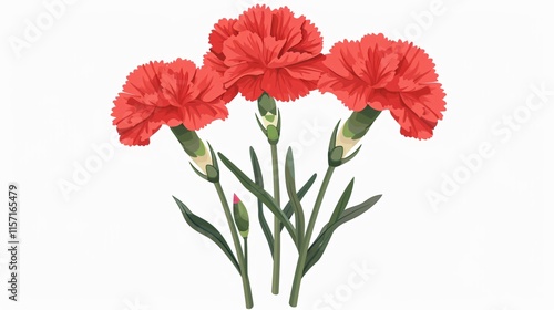 Vibrant Chinese Carnation Flower Isolated on White Background for Creative Projects