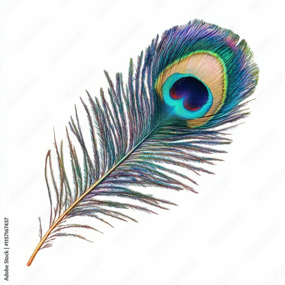 Fototapeta premium Stunning Peacock Feather in Vivid Colors