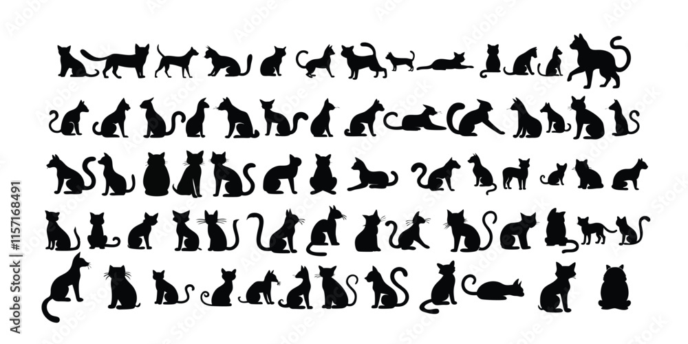Naklejka premium set of silhouettes of cats 