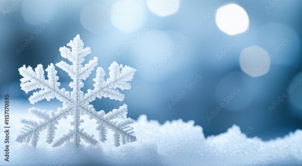 Snowflake that is sitting on top of snow Snowflake that is sitting on top of snow