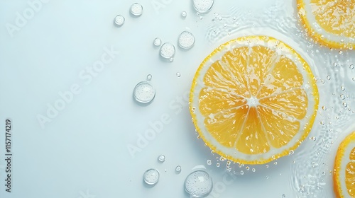 A slice of lemon is on a white background