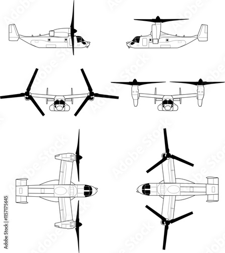 Bell Boeing MV 22 Osprey line drawing