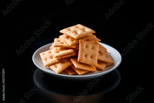 Cheese Cracker Plate on Black Background