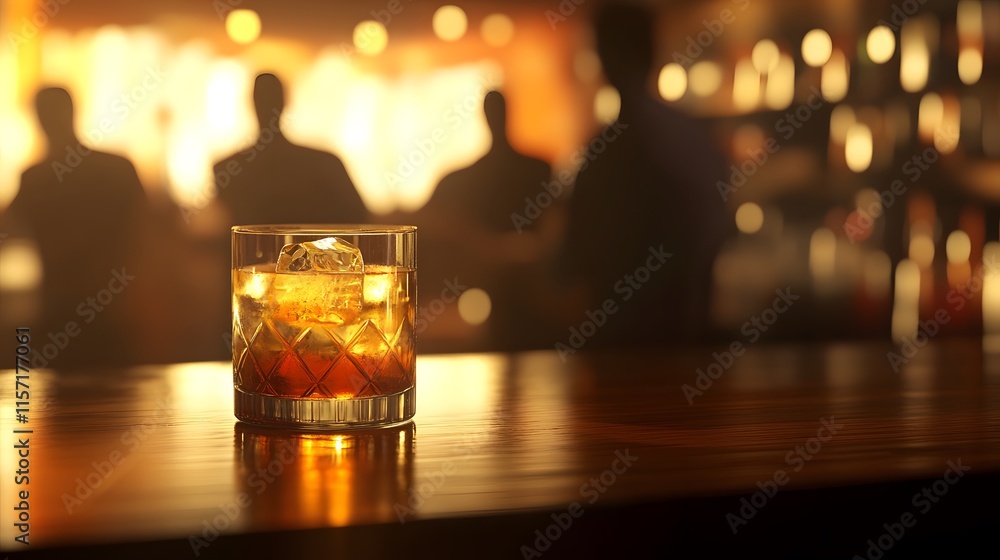 Elegant Manhattan Cocktail at the Bar Elegant Manhattan Cocktail at the Bar