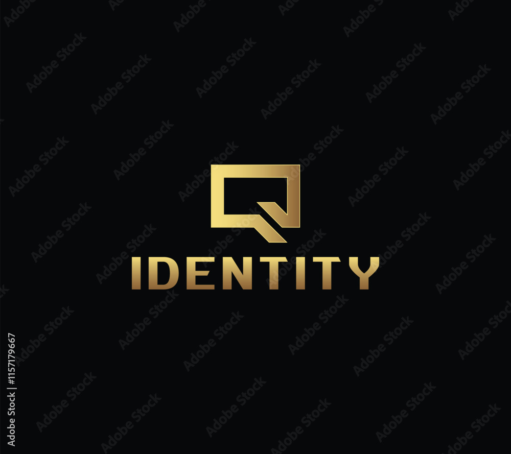 Luxury letter Q rectangular monogram with black background. Luxury letter Q rectangular monogram with black background.