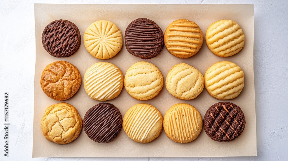 Obraz premium Assortment of Delectable Homemade Cookies and Baked Goods on Wooden Tray