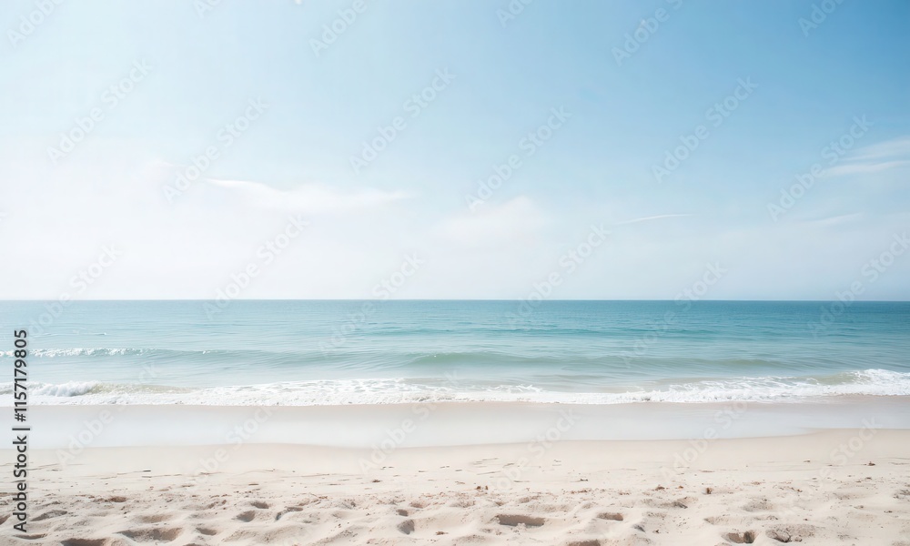 Serene Beach Scene: Calm Ocean and Sandy Shore
Serene Beach Scene: Calm Ocean and Sandy Shore