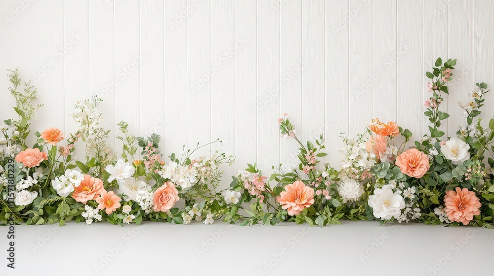 Fototapeta premium Floral Arrangement with Soft Pastel Colors and Greenery