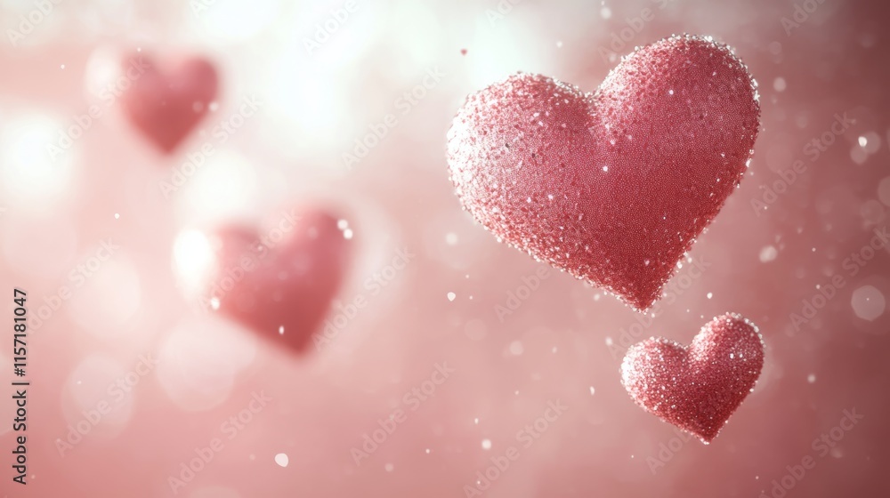 Obraz premium Sparkling Valentines Day Hearts Background for Romantic Designs, Greeting Cards, and Love Concepts