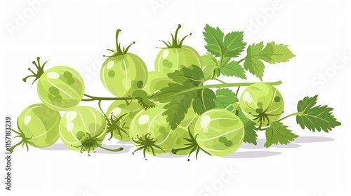 Fresh Bunch of Gooseberries on White Background - Professional Food Photography photo