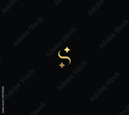 Luxury letter S star logo design. 