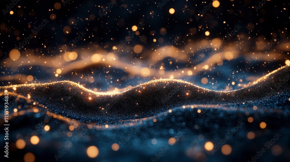 Abstract dark blue and gold particle wave background. Abstract dark blue and gold particle wave background.