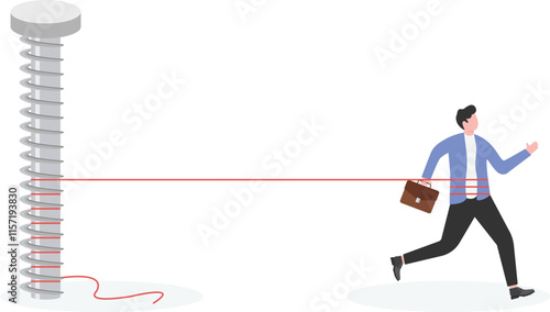 Businessman forward arrow was tied on a nail
