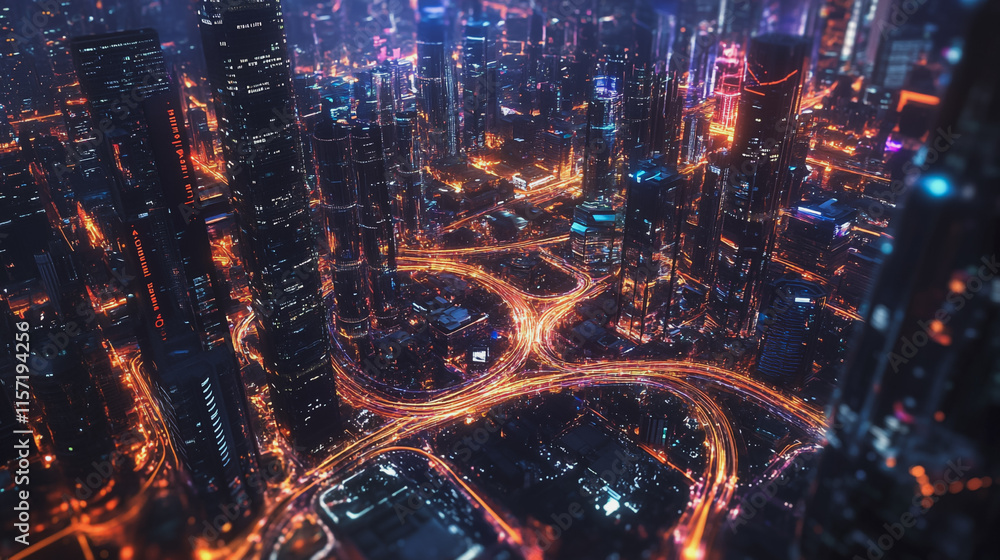 Smart digital Innovation city with connection network reciprocity over the cityscape. of future smart wireless digital city and social media networking systems that connects people with in city Smart digital Innovation city with connection network reciprocity over the cityscape. of future smart wireless digital city and social media networking systems that connects people with in city