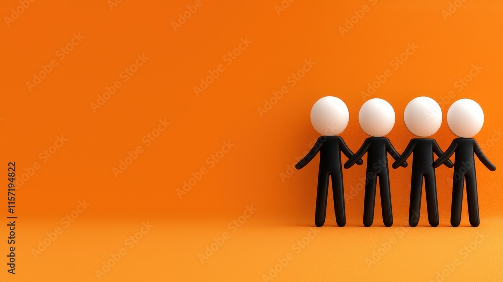 Teamwork Figurines Standing Together in Unity and Teamwork Figurines Standing Together in Unity and