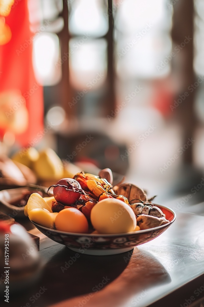 Vibrant bowl filled with assorted fruits, showcasing rich colors Vibrant bowl filled with assorted fruits, showcasing rich colors