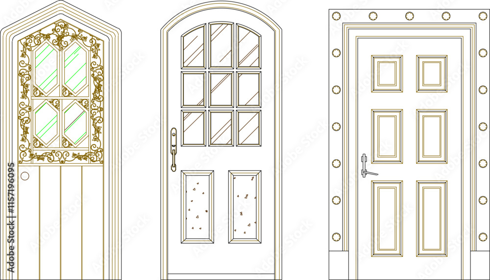 vector sketch illustration silhouette design wooden door furniture modern classic vintage ethnic traditional.eps vector sketch illustration silhouette design wooden door furniture modern classic vintage ethnic traditional.eps