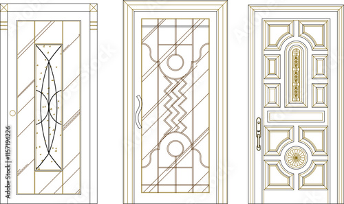 vector sketch illustration silhouette design wooden door furniture modern classic vintage ethnic traditional.eps