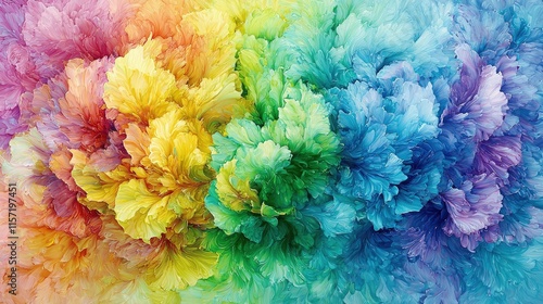 Vibrant rainbow-colored abstract floral explosion.