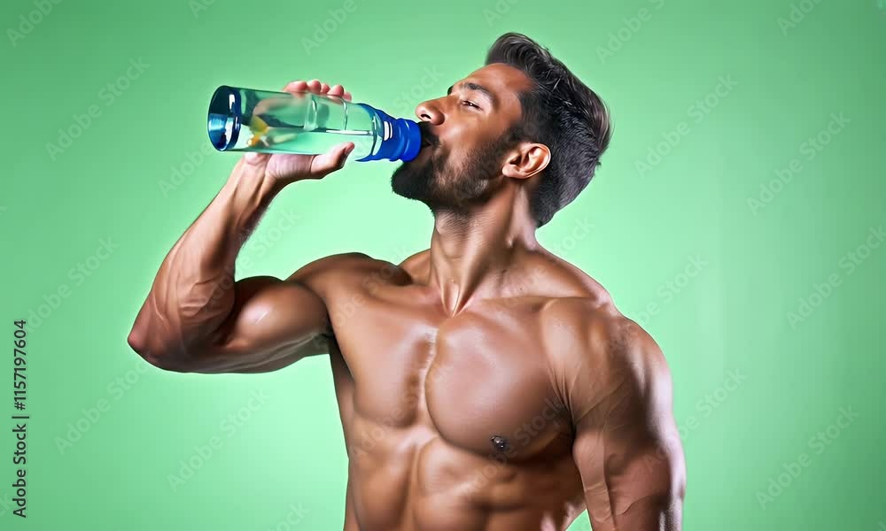 Muscular Man Hydration Studio Shot Muscular Man Hydration Studio Shot